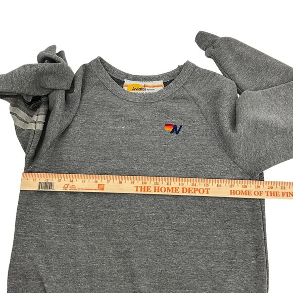 Aviator Nation Rugby Stitch Crew Sweatshirt Heather Gray Unisex Small Crew Neck - Picture 10 of 12